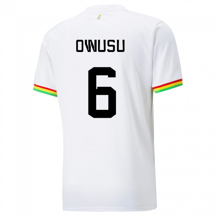 Kinder Ghanaische Elisha Owusu #6 Weiß Heimtrikot Trikot 22-24 T-shirt