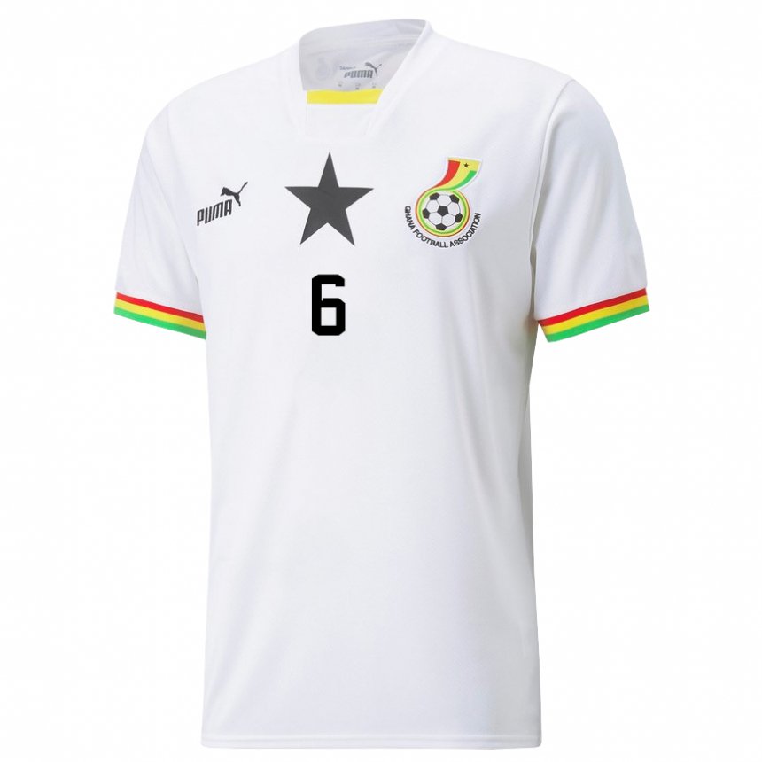 Kinder Ghanaische Elisha Owusu #6 Weiß Heimtrikot Trikot 22-24 T-shirt