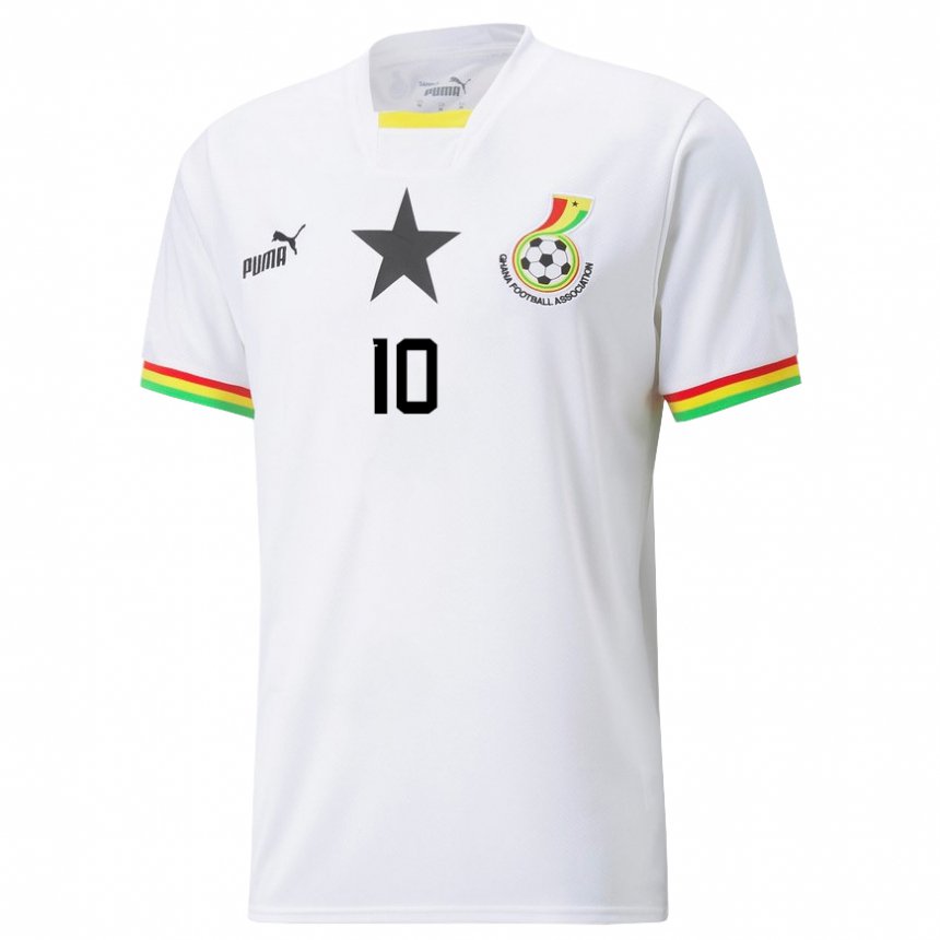 Kinder Ghanaische Andre Ayew #10 Weiß Heimtrikot Trikot 22-24 T-shirt