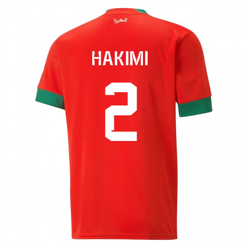 Kinder Marokkanische Achraf Hakimi #2 Rot Heimtrikot Trikot 22-24 T-shirt