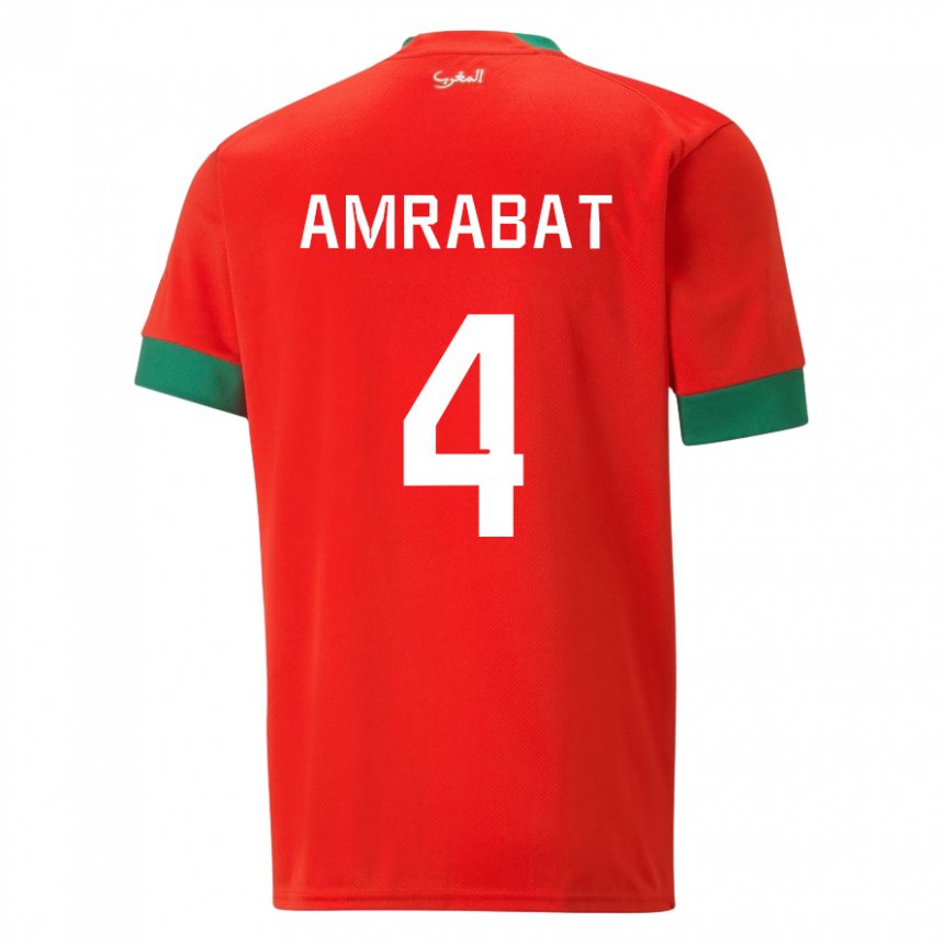 Kinder Marokkanische Soufiane Amrabat #4 Rot Heimtrikot Trikot 22-24 T-shirt