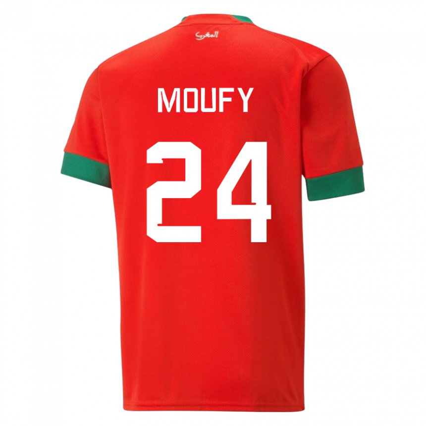 Kinder Marokkanische Fahd Moufy #24 Rot Heimtrikot Trikot 22-24 T-shirt