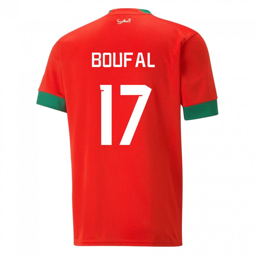 Kinder Marokkanische Sofiane Boufal #17 Rot Heimtrikot Trikot 22-24 T-shirt