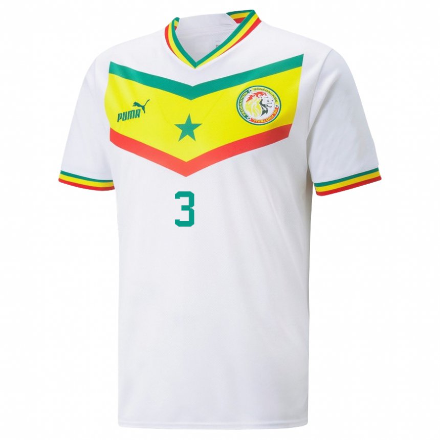 Kinder Senegalesische Kalidou Koulibaly #3 Weiß Heimtrikot Trikot 22-24 T-shirt