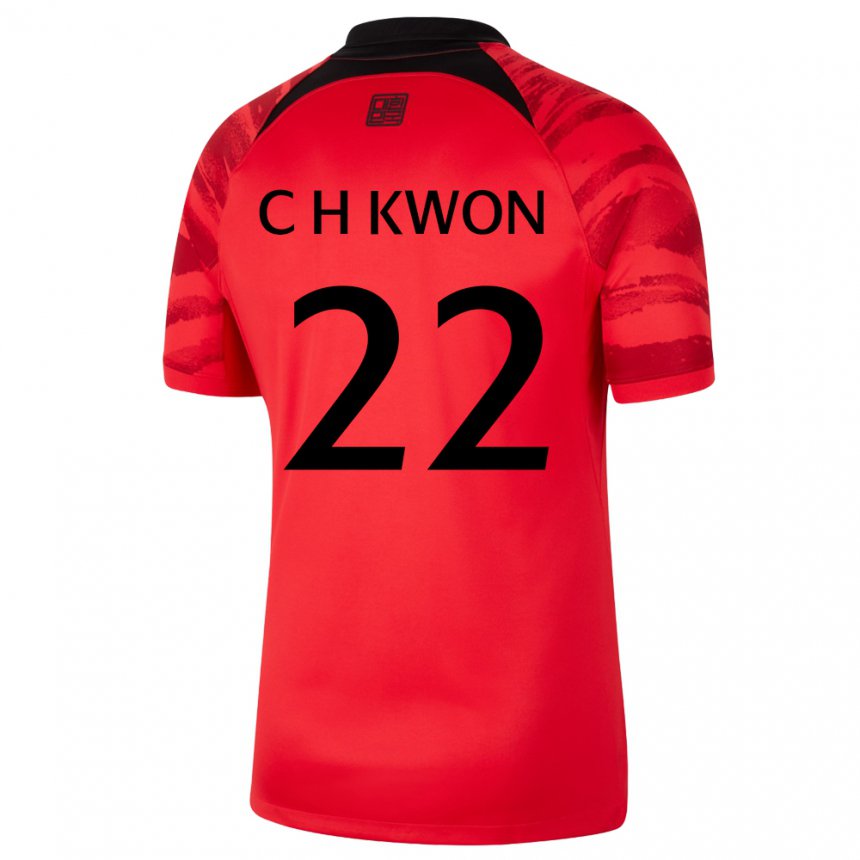 Kinder Südkoreanische Chang-hoon Kwon #22 Rot Schwarz Heimtrikot Trikot 22-24 T-shirt