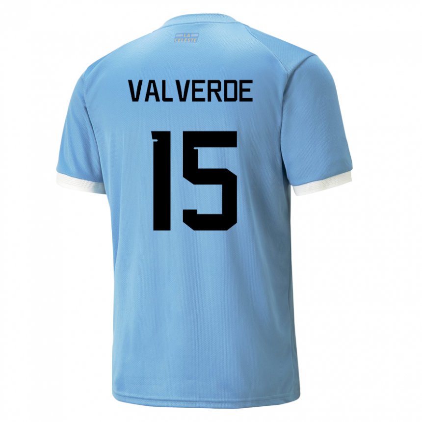Kinder Uruguayische Federico Valverde #15 Blau Heimtrikot Trikot 22-24 T-shirt