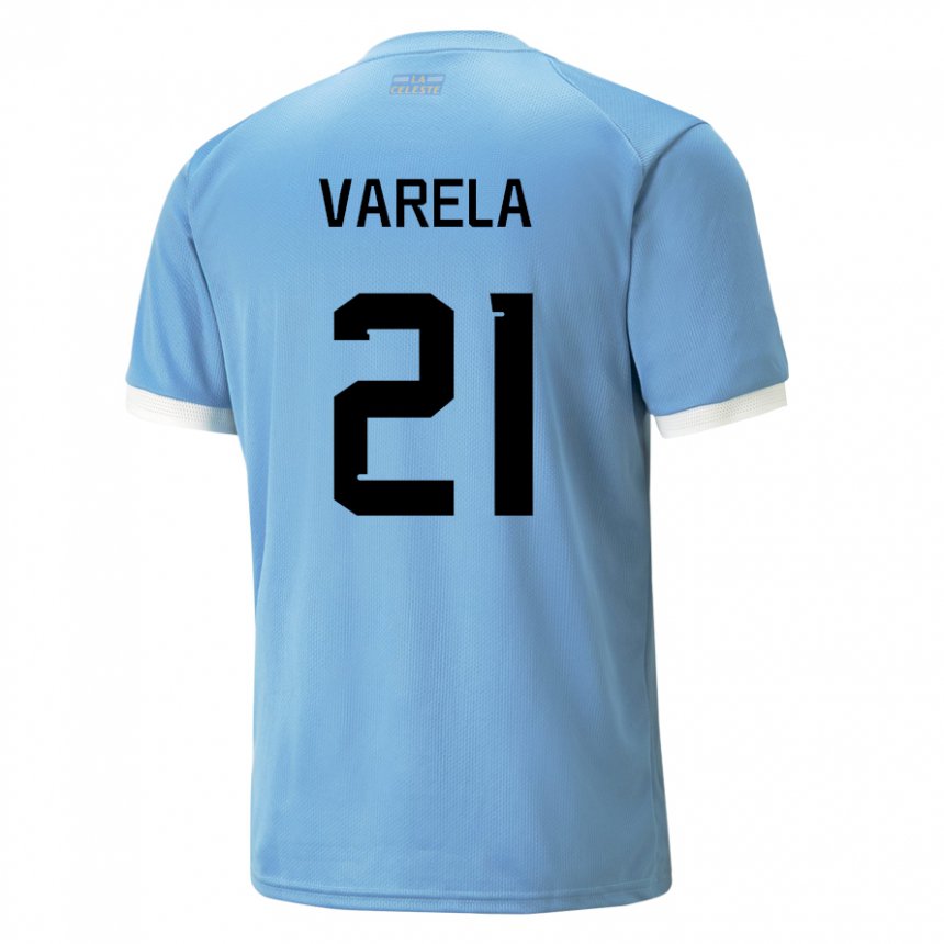 Kinder Uruguayische Gullermo Varela #21 Blau Heimtrikot Trikot 22-24 T-shirt