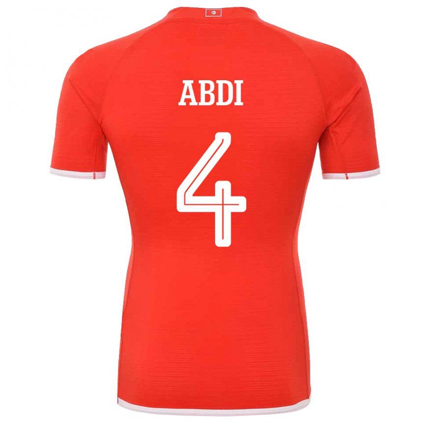 Kinder Tunesische Ali Abdi #4 Rot Heimtrikot Trikot 22-24 T-shirt