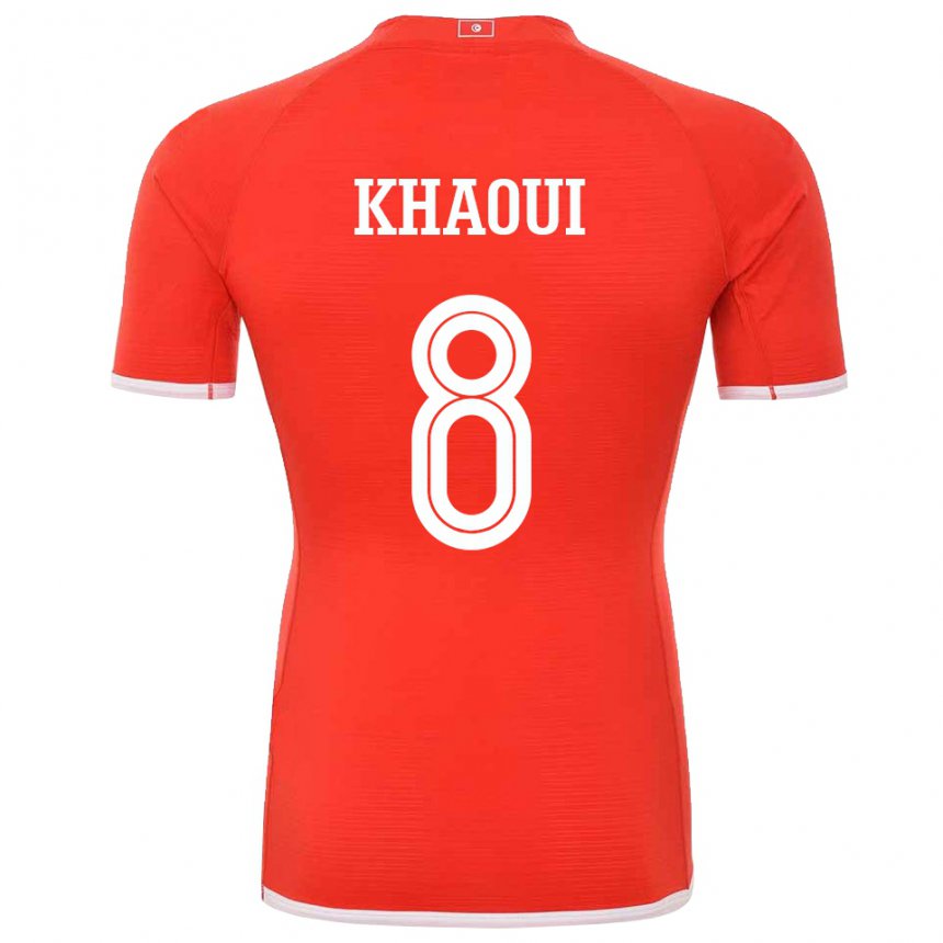 Kinder Tunesische Saif Eddine Khaoui #8 Rot Heimtrikot Trikot 22-24 T-shirt