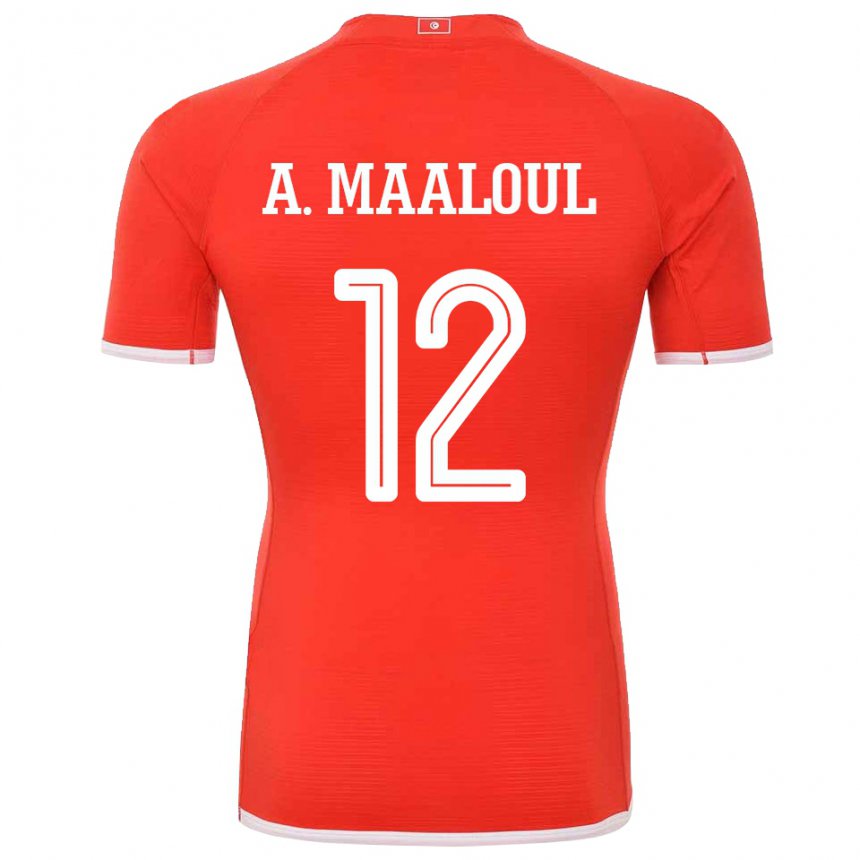 Kinder Tunesische Ali Maaloul #12 Rot Heimtrikot Trikot 22-24 T-shirt