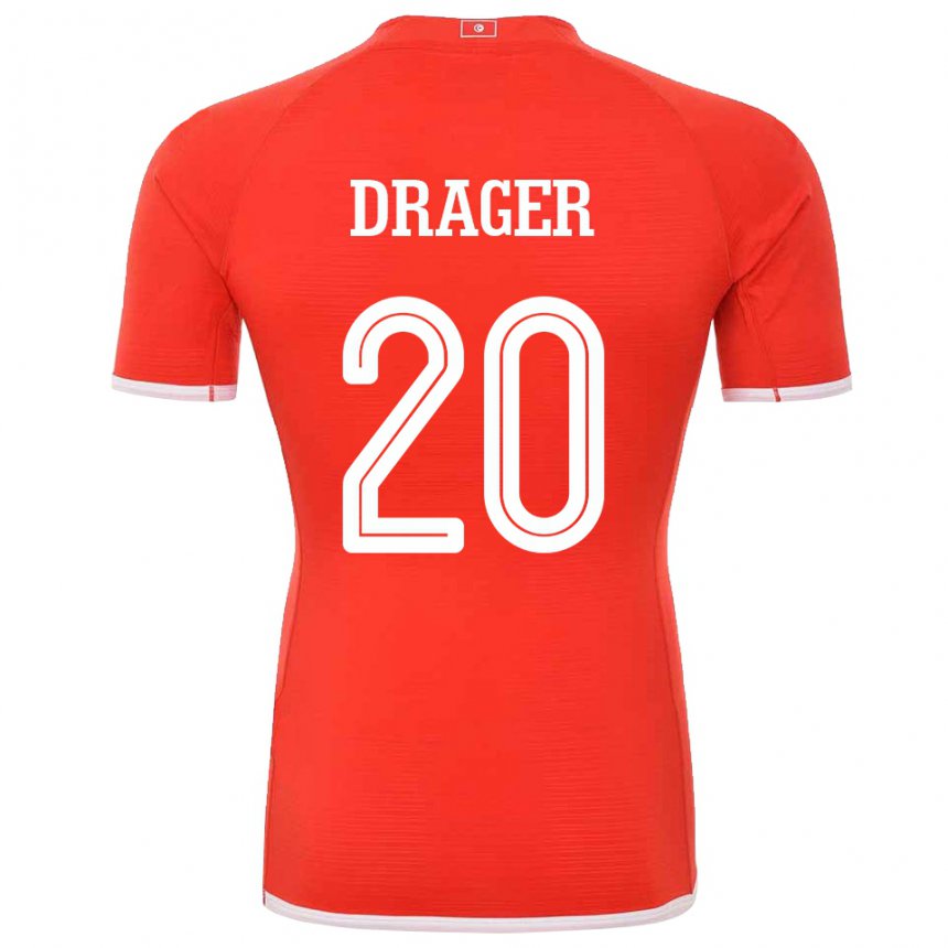 Kinder Tunesische Mohamed Drager #20 Rot Heimtrikot Trikot 22-24 T-shirt