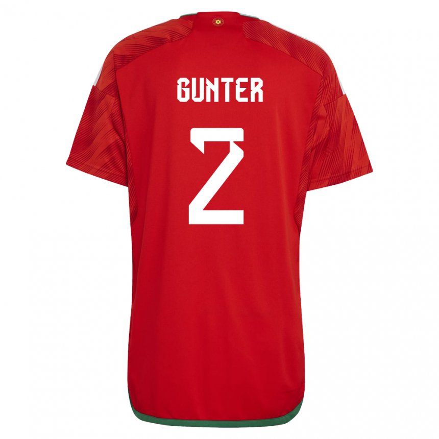 Kinder Walisische Chris Gunter #2 Rot Heimtrikot Trikot 22-24 T-shirt