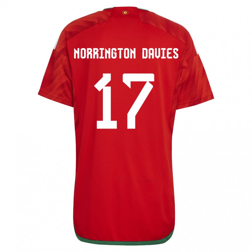 Kinder Walisische Rhys Norrington Davies #17 Rot Heimtrikot Trikot 22-24 T-shirt