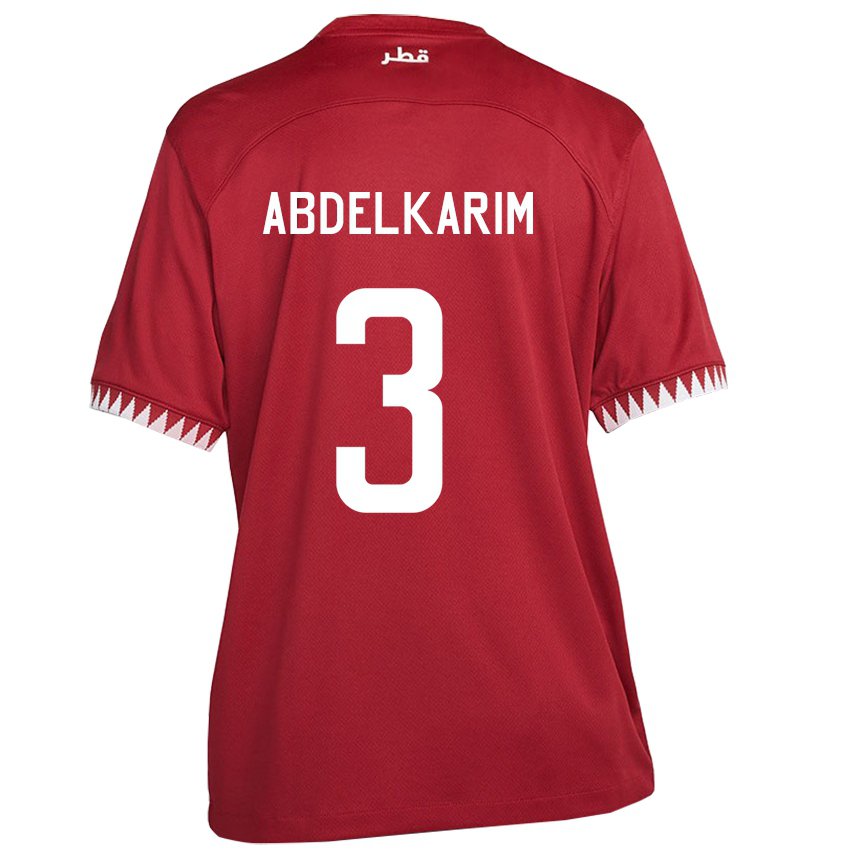 Kinder Katarische Abdelkarim Hassan #3 Kastanienbraun Heimtrikot Trikot 22-24 T-shirt