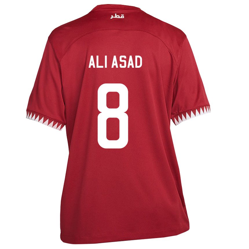 Kinder Katarische Ali Asad #8 Kastanienbraun Heimtrikot Trikot 22-24 T-shirt