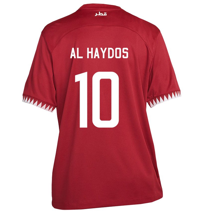 Kinder Katarische Hasan Al Haydos #10 Kastanienbraun Heimtrikot Trikot 22-24 T-shirt