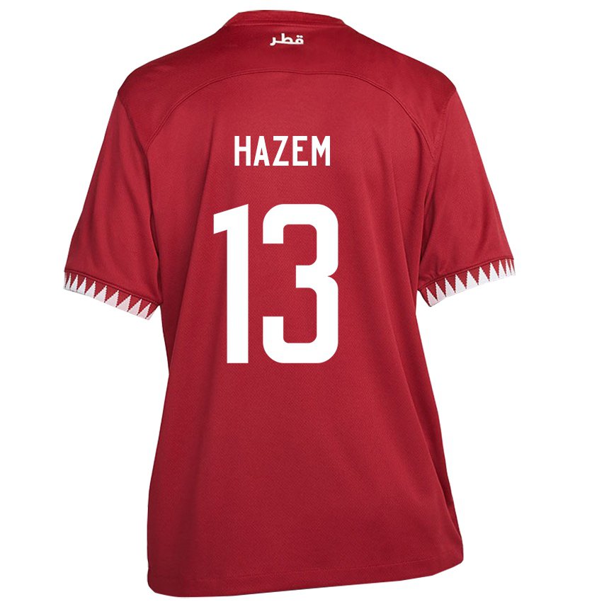 Kinder Katarische Hazem Shehata #13 Kastanienbraun Heimtrikot Trikot 22-24 T-shirt