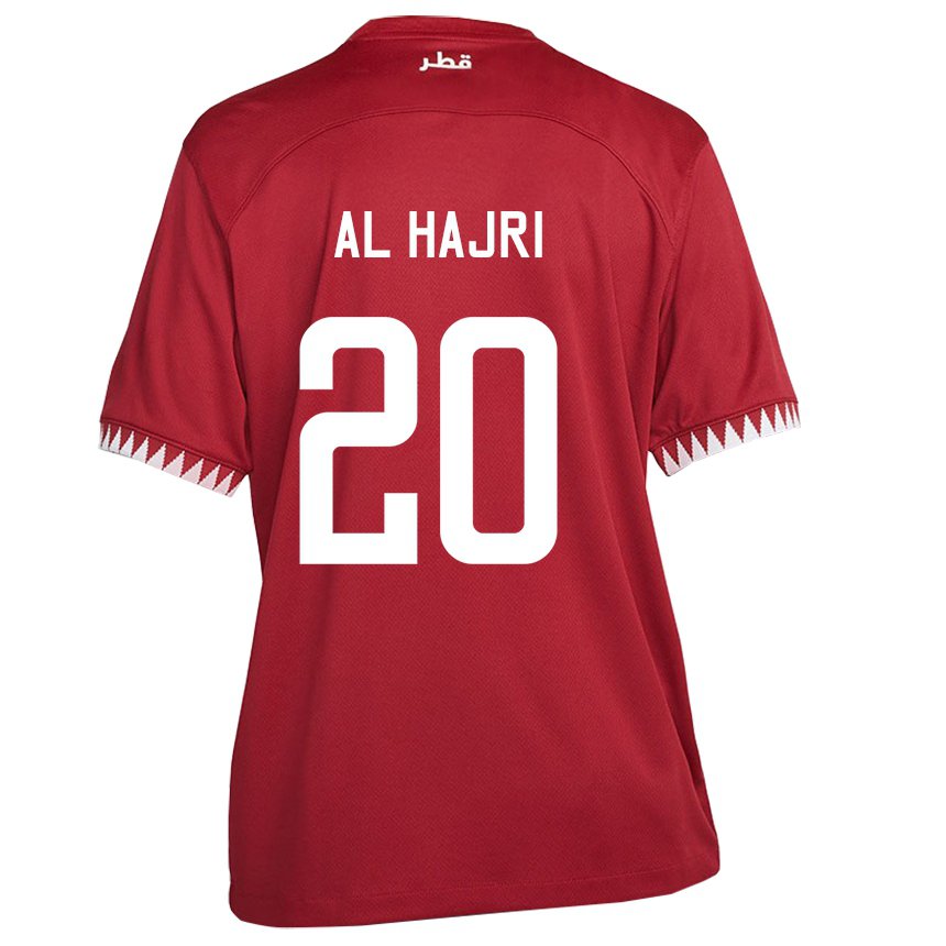 Kinder Katarische Salem Al Hajri #20 Kastanienbraun Heimtrikot Trikot 22-24 T-shirt