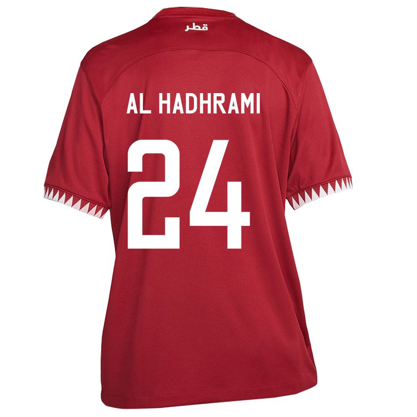 Kinder Katarische Naif Abdulraheem Al Hadhrami #24 Kastanienbraun Heimtrikot Trikot 22-24 T-shirt