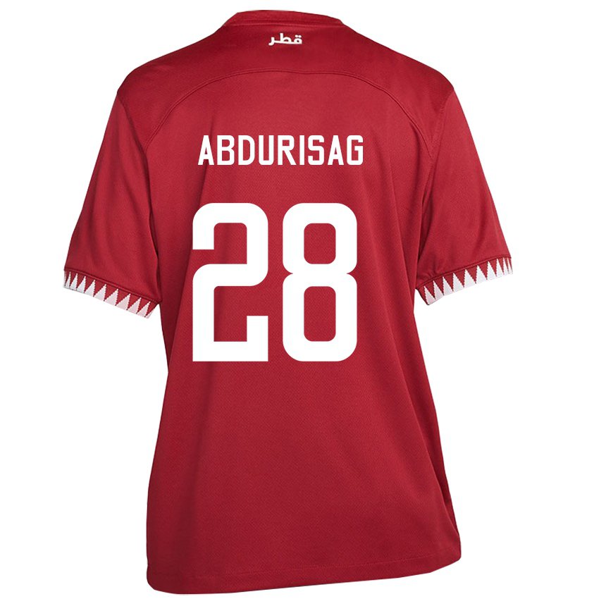 Kinder Katarische Yusuf Abdurisag #28 Kastanienbraun Heimtrikot Trikot 22-24 T-shirt