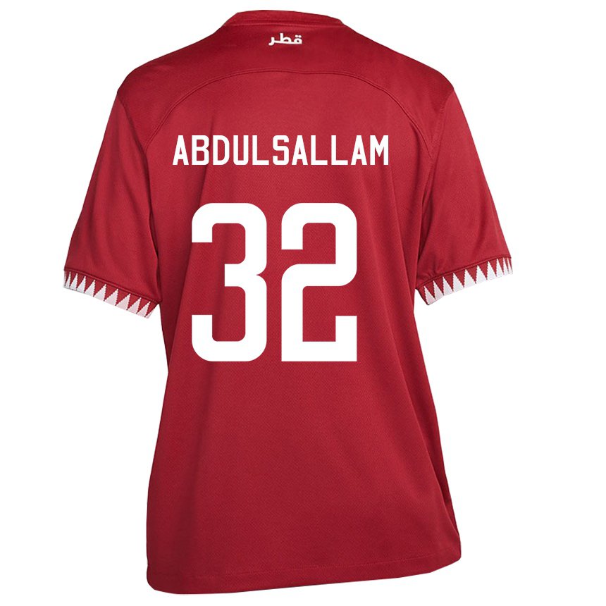 Kinder Katarische Jassem Gaber Abdulsallam #32 Kastanienbraun Heimtrikot Trikot 22-24 T-shirt