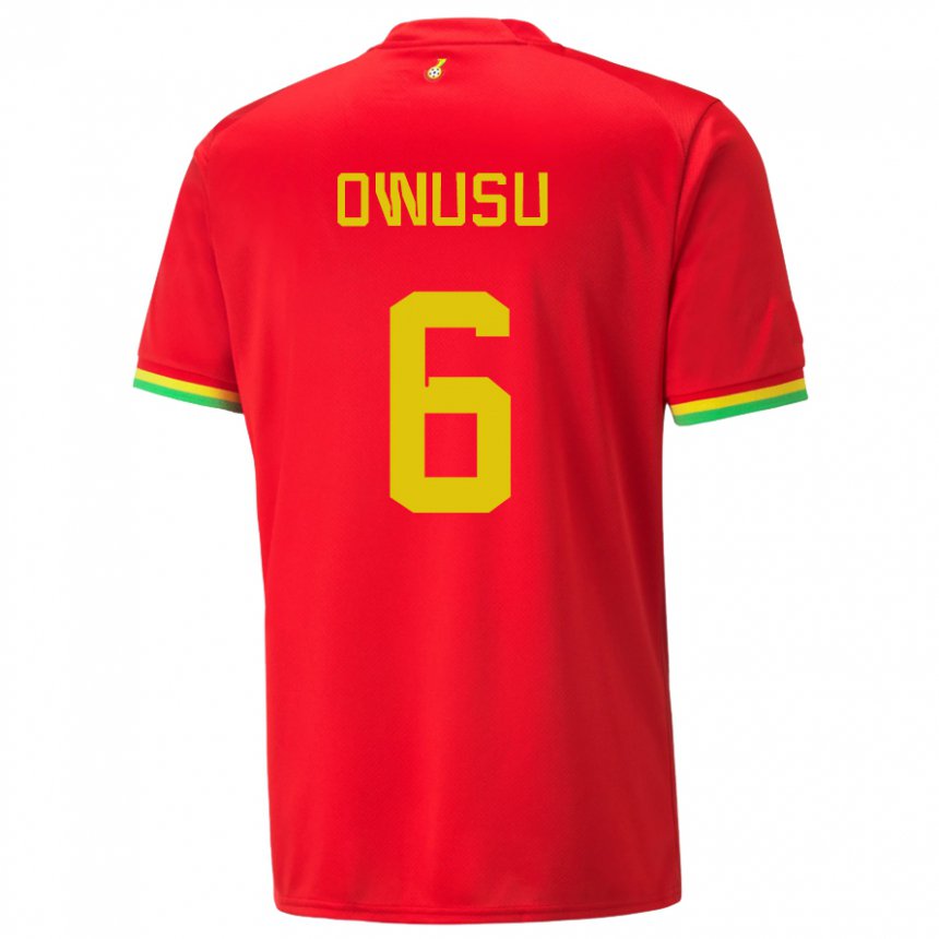 Kinder Ghanaische Elisha Owusu #6 Rot Auswärtstrikot Trikot 22-24 T-shirt