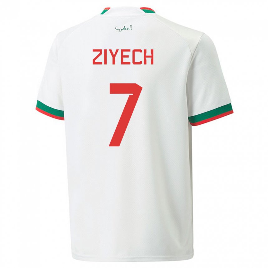 Kinder Marokkanische Hakim Ziyech #7 Weiß Auswärtstrikot Trikot 22-24 T-shirt