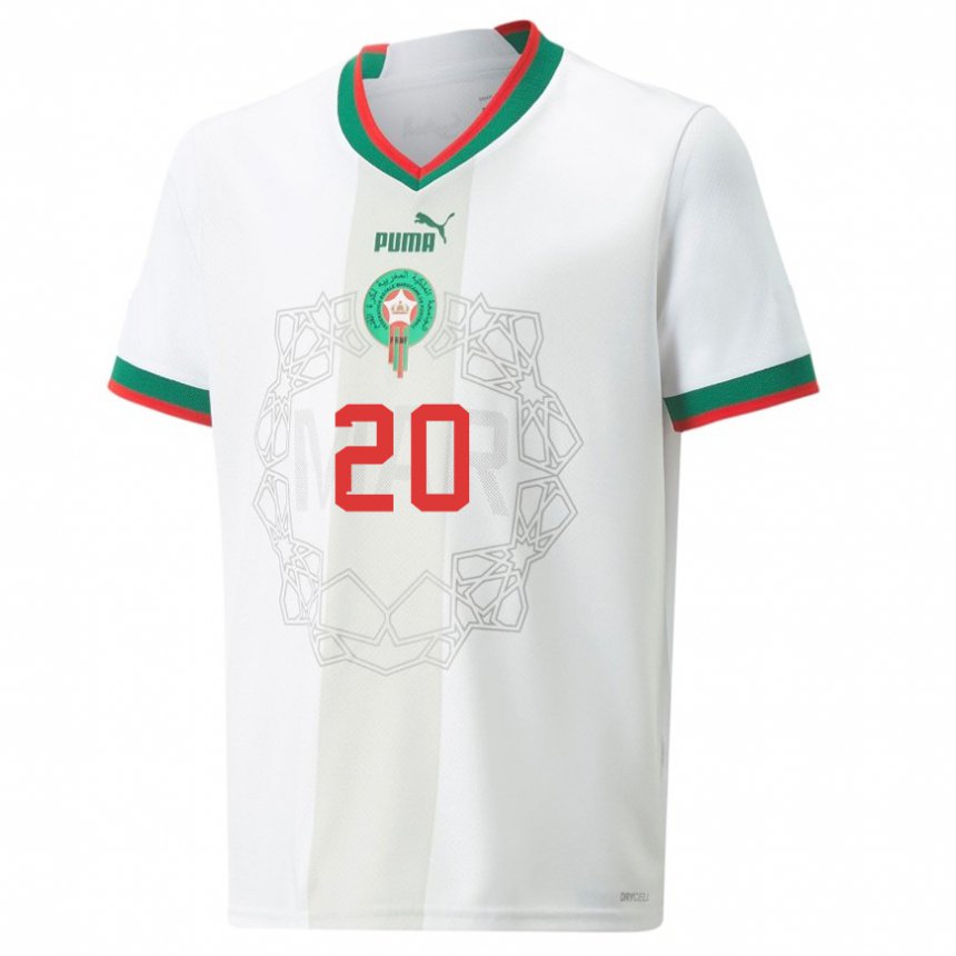 Kinder Marokkanische Achraf Dari #20 Weiß Auswärtstrikot Trikot 22-24 T-shirt