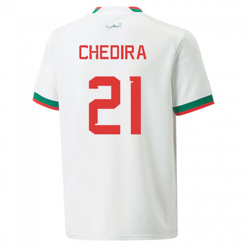 Kinder Marokkanische Walid Chedira #21 Weiß Auswärtstrikot Trikot 22-24 T-shirt