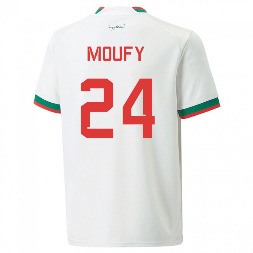 Kinder Marokkanische Fahd Moufy #24 Weiß Auswärtstrikot Trikot 22-24 T-shirt