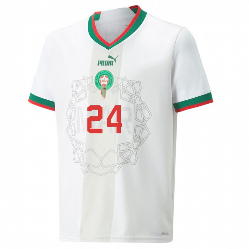 Kinder Marokkanische Fahd Moufy #24 Weiß Auswärtstrikot Trikot 22-24 T-shirt