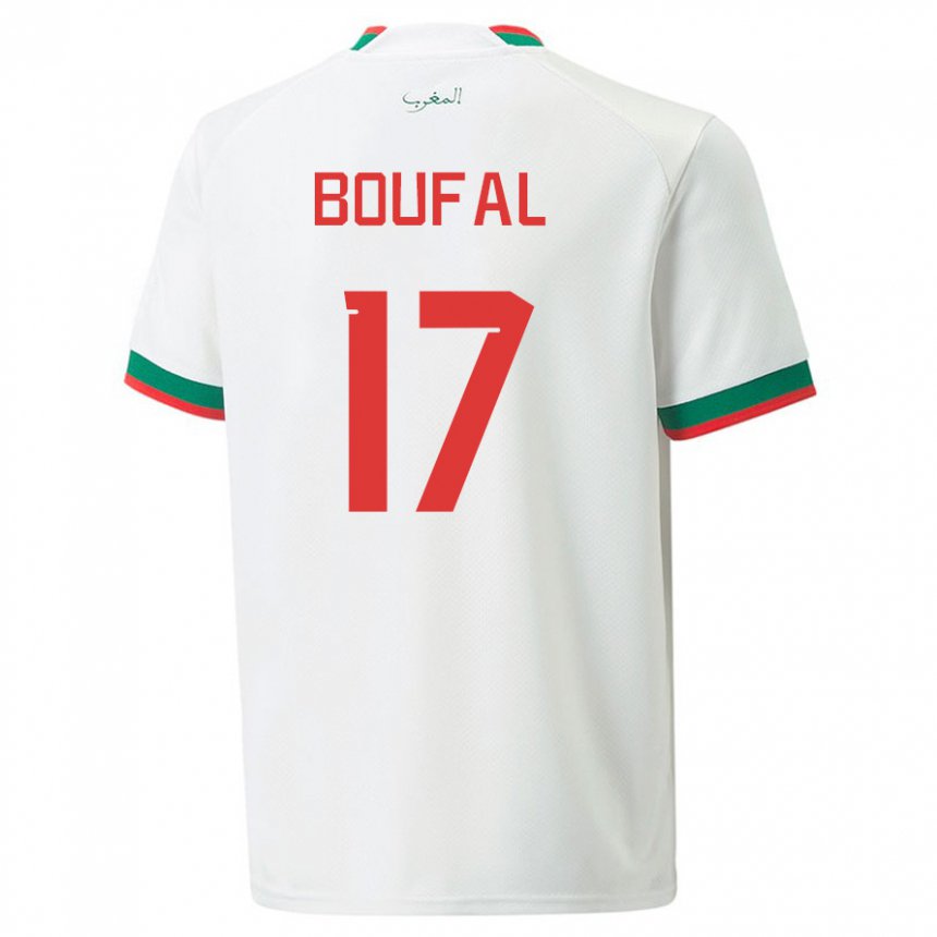 Kinder Marokkanische Sofiane Boufal #17 Weiß Auswärtstrikot Trikot 22-24 T-shirt