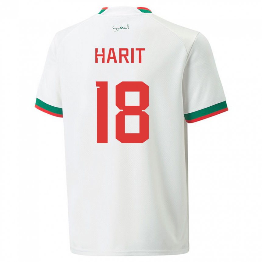 Kinder Marokkanische Amine Harit #18 Weiß Auswärtstrikot Trikot 22-24 T-shirt