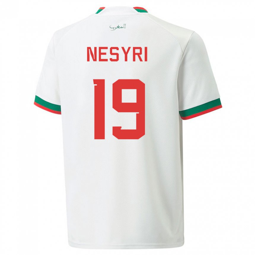 Kinder Marokkanische Youssef En-nesyri #19 Weiß Auswärtstrikot Trikot 22-24 T-shirt