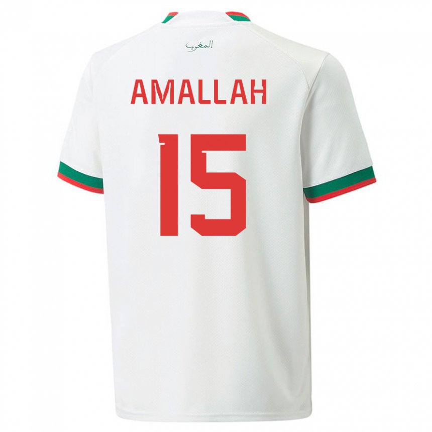 Kinder Marokkanische Selim Amallah #15 Weiß Auswärtstrikot Trikot 22-24 T-shirt