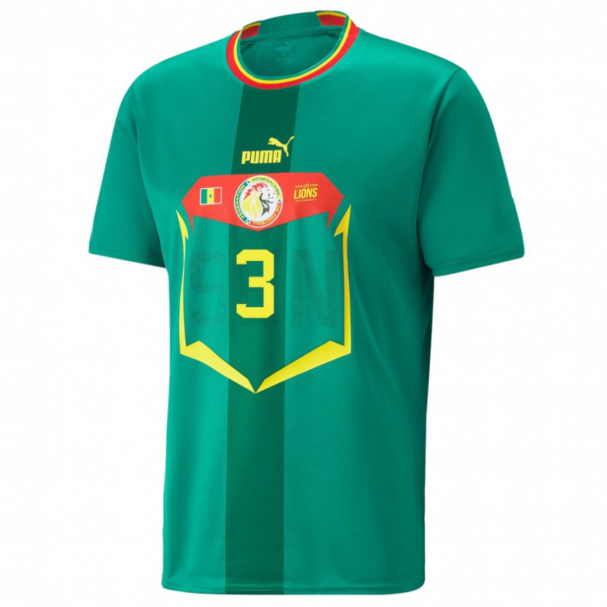 Kinder Senegalesische Kalidou Koulibaly #3 Grün Auswärtstrikot Trikot 22-24 T-shirt