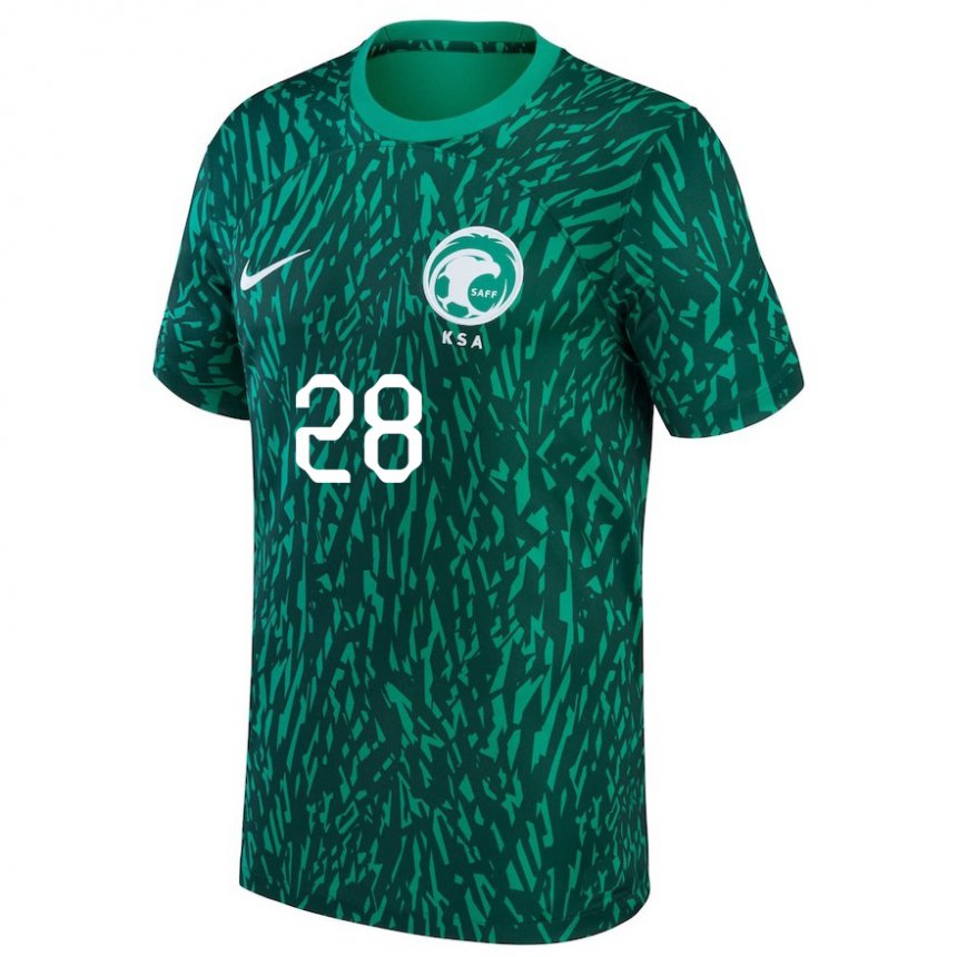 Kinder Saudi-arabische Mohamed Kanno #28 Dunkelgrün Auswärtstrikot Trikot 22-24 T-shirt