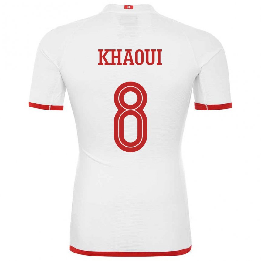 Kinder Tunesische Saif Eddine Khaoui #8 Weiß Auswärtstrikot Trikot 22-24 T-shirt