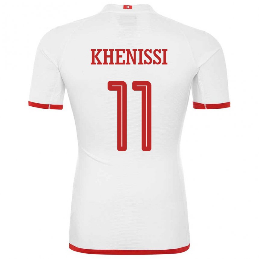 Kinder Tunesische Taha Yassine Khenissi #11 Weiß Auswärtstrikot Trikot 22-24 T-shirt