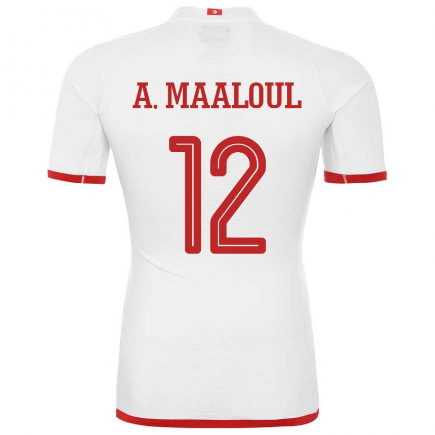 Kinder Tunesische Ali Maaloul #12 Weiß Auswärtstrikot Trikot 22-24 T-shirt