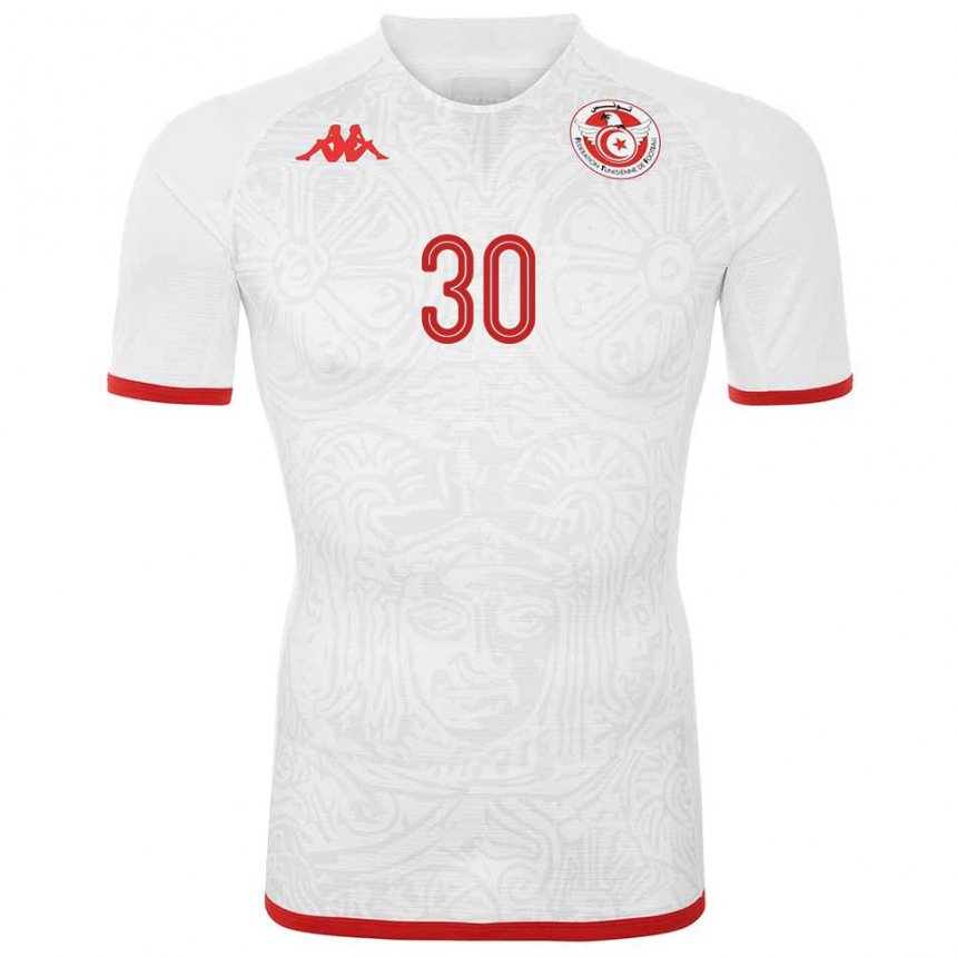 Kinder Tunesische Yann Valery #30 Weiß Auswärtstrikot Trikot 22-24 T-shirt