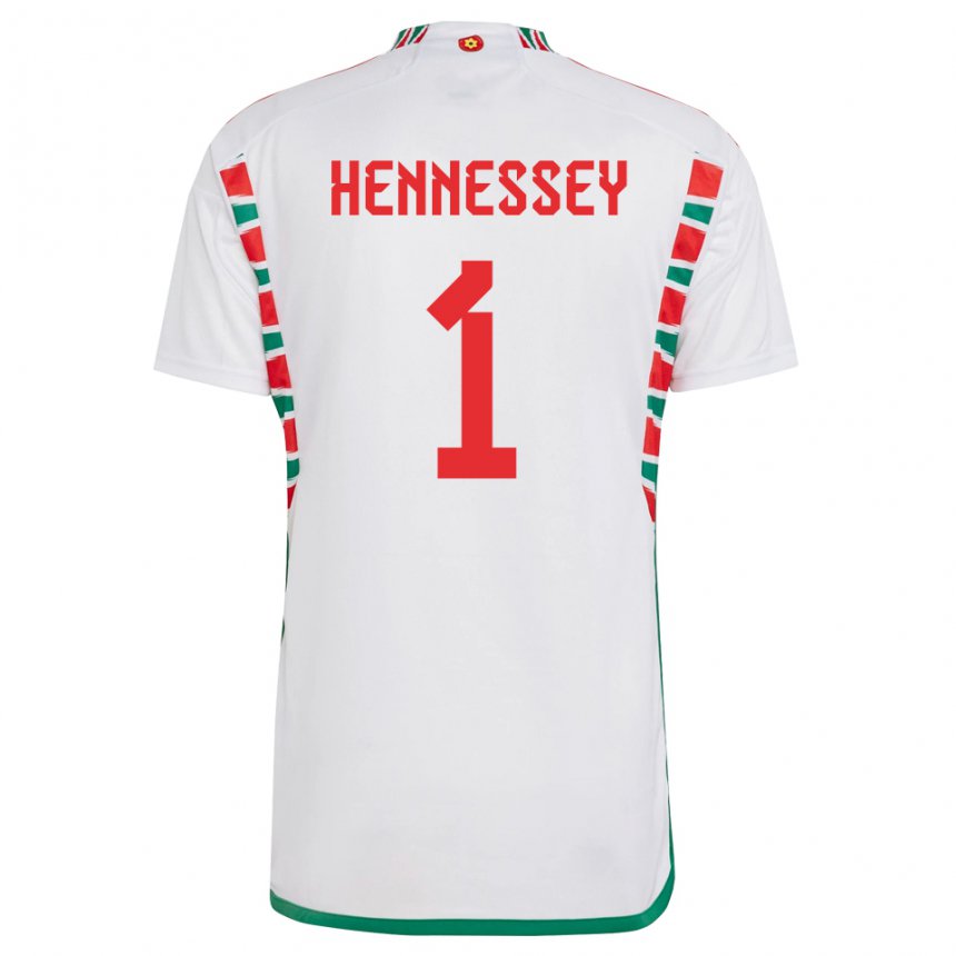 Kinder Walisische Wayne Hennessey #1 Weiß Auswärtstrikot Trikot 22-24 T-shirt