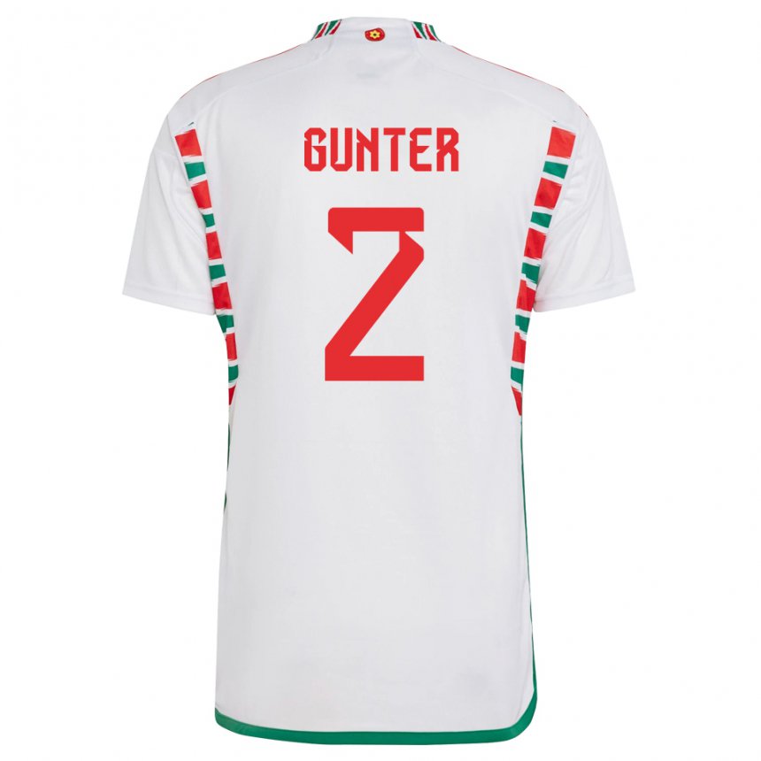 Kinder Walisische Chris Gunter #2 Weiß Auswärtstrikot Trikot 22-24 T-shirt