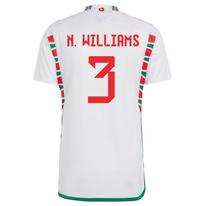 Kinder Walisische Neco Williams #3 Weiß Auswärtstrikot Trikot 22-24 T-shirt