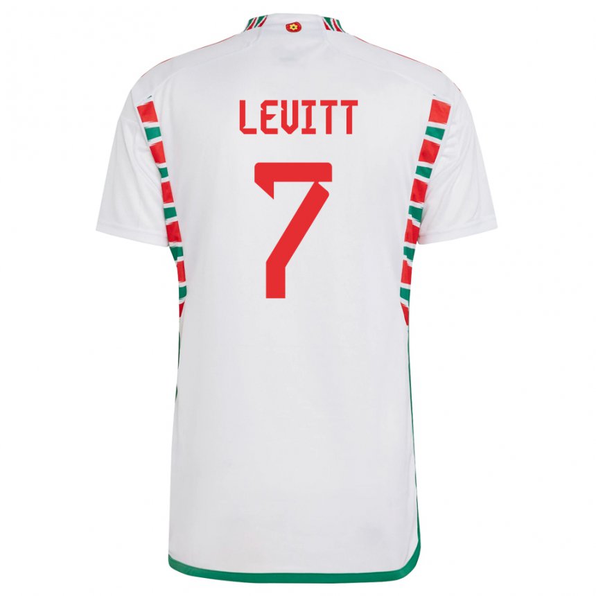 Kinder Walisische Dylan Levitt #7 Weiß Auswärtstrikot Trikot 22-24 T-shirt