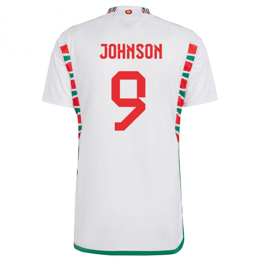 Kinder Walisische Brennan Johnson #9 Weiß Auswärtstrikot Trikot 22-24 T-shirt