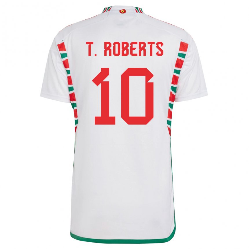 Kinder Walisische Tyler Roberts #10 Weiß Auswärtstrikot Trikot 22-24 T-shirt