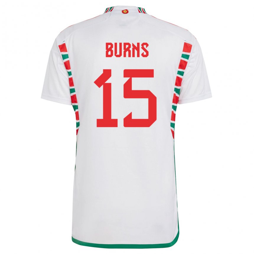 Kinder Walisische Wes Burns #15 Weiß Auswärtstrikot Trikot 22-24 T-shirt