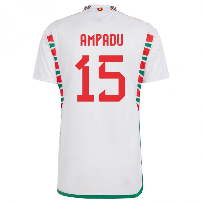 Kinder Walisische Ethan Ampadu #15 Weiß Auswärtstrikot Trikot 22-24 T-shirt