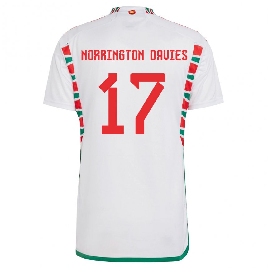 Kinder Walisische Rhys Norrington Davies #17 Weiß Auswärtstrikot Trikot 22-24 T-shirt